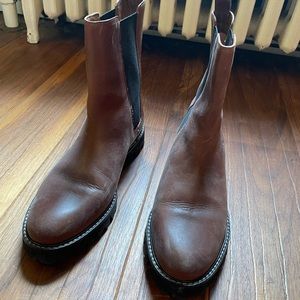 JCrew Gwen Lug-Sole High-Shaft Chelsea Boots in Leather